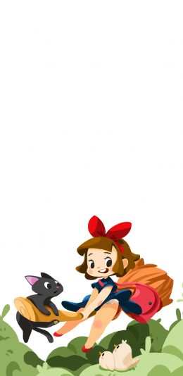 [2436x1125]日漫 宫崎骏 魔女宅急便 Q版 苹果手机动漫壁纸图片