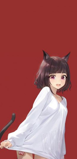 [2436x1125]日漫 少女 萝莉 猫耳朵 苹果手机动漫壁纸图片