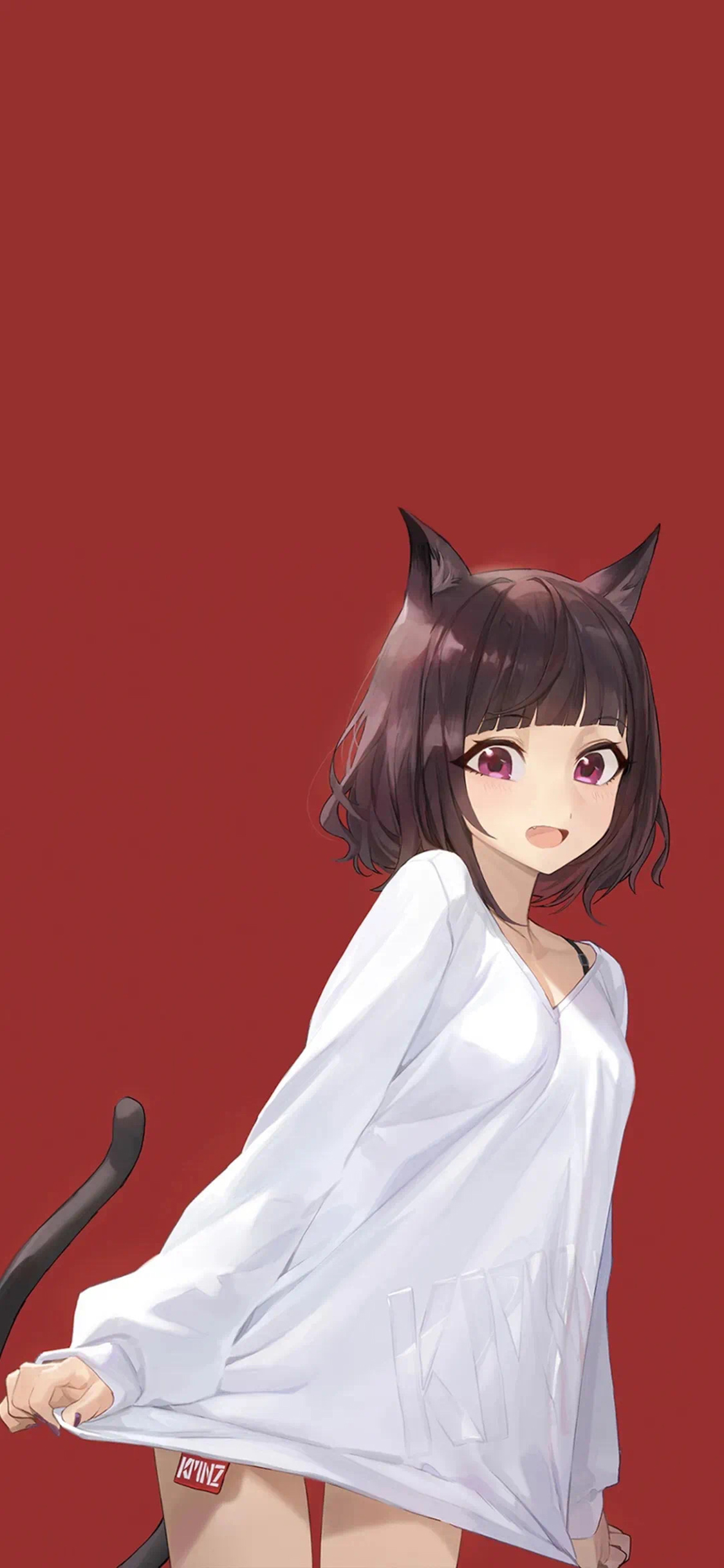 [2436×1125]日漫 少女 萝莉 猫耳朵 苹果手机动漫壁纸图片