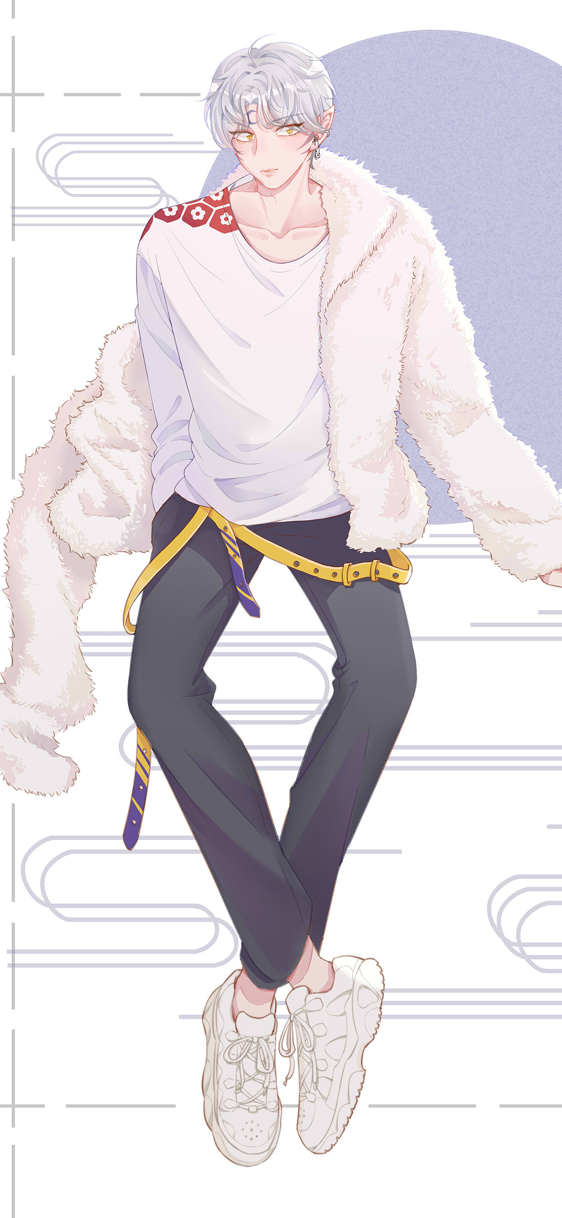 [2436×1125]日漫 杀生丸 犬夜叉 拟人 苹果手机动漫壁纸图片