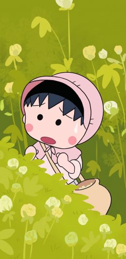 [2436x1125]日漫 樱桃小丸子 可爱（取自微博：再喝一口奶盖） 苹果手机动漫壁纸图片