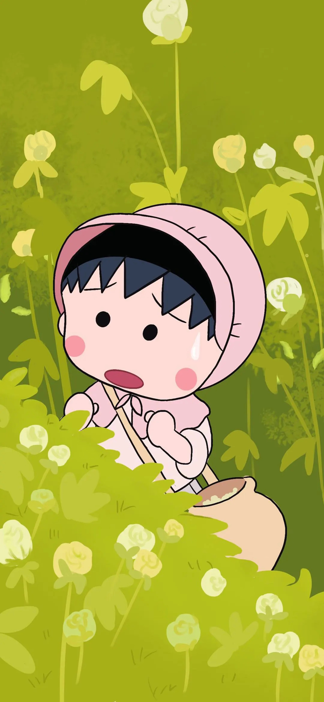 [2436×1125]日漫 樱桃小丸子 可爱（取自微博：再喝一口奶盖） 苹果手机动漫壁纸图片