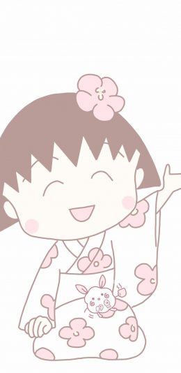 [2436x1125]日漫 樱桃小丸子 和服 卡通 苹果手机动漫壁纸图片