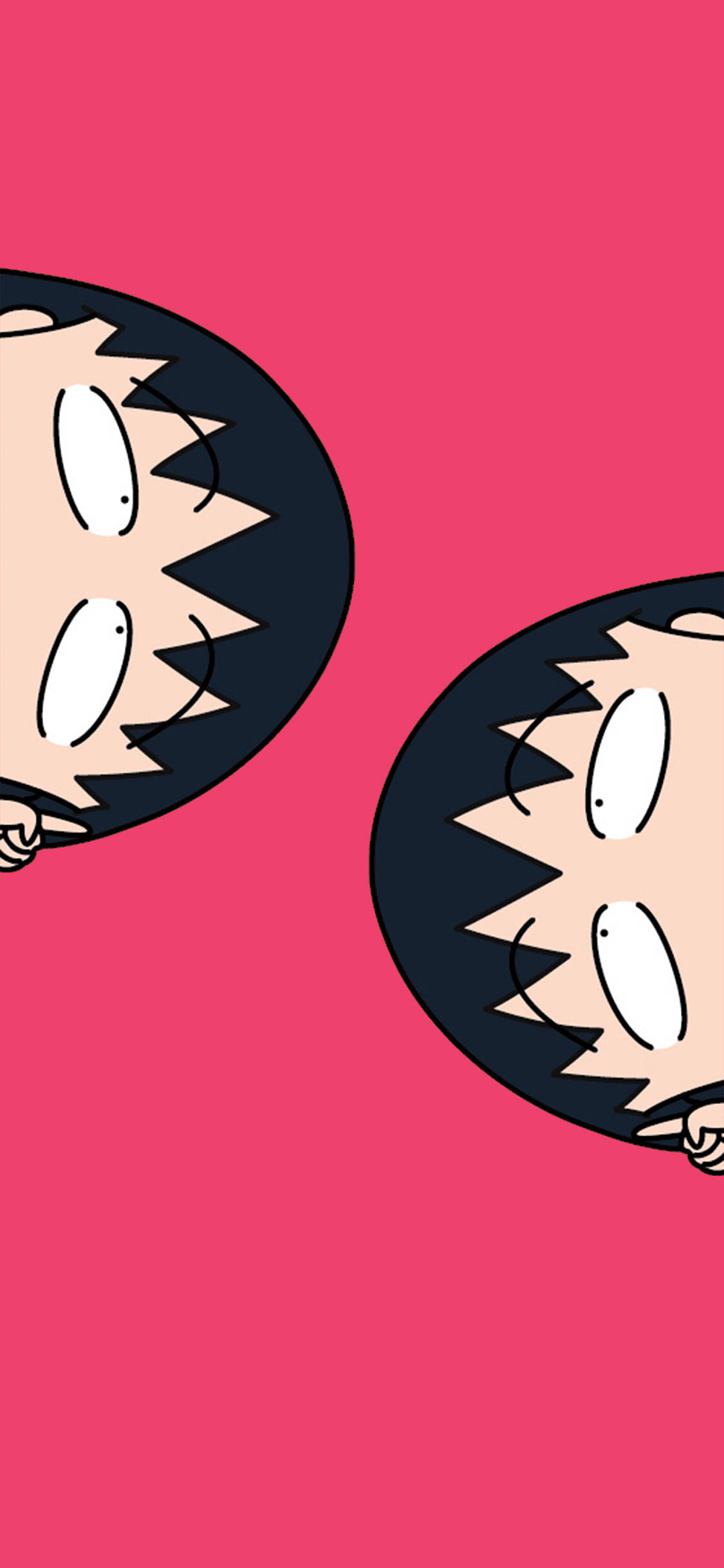 [2436×1125]日漫 樱桃小丸子 粉色背景 苹果手机动漫壁纸图片