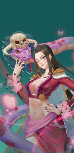 [2436x1125]日漫 海贼王 女帝 同人版 插画 苹果手机动漫壁纸图片