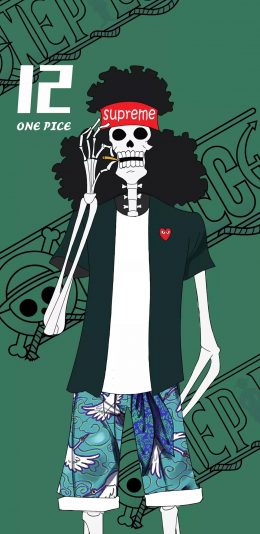 [2436x1125]日漫 海贼王 布鲁克 one pice 苹果手机动漫壁纸图片