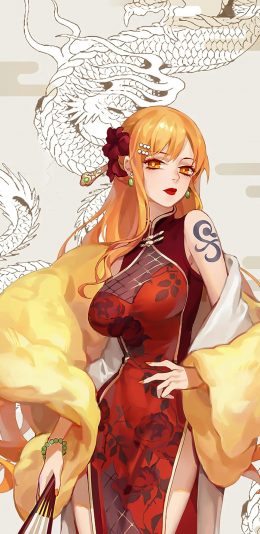 [2436x1125]日漫 海贼王 成员 娜美（取自微博：毒药无形） 苹果手机动漫壁纸图片