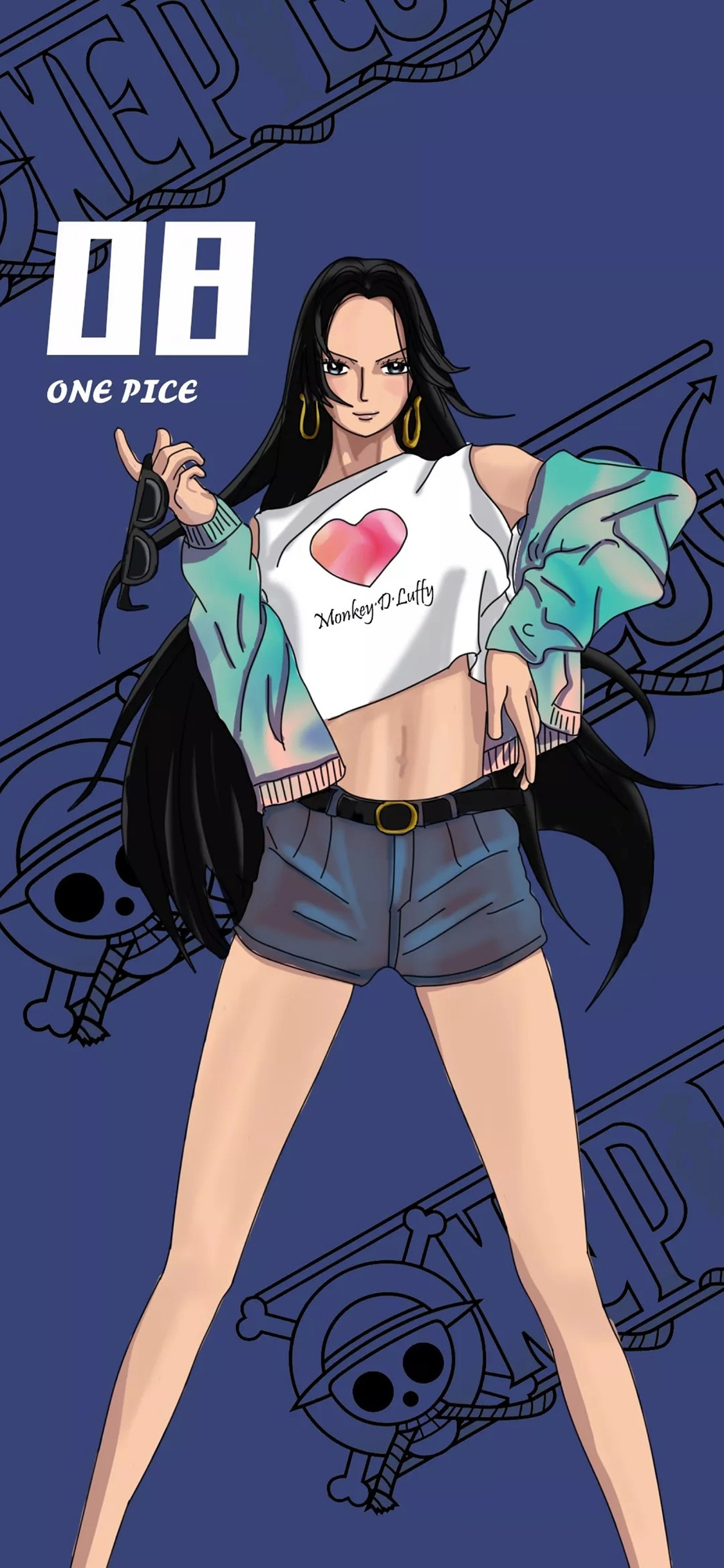 [2436×1125]日漫 海贼王 波雅·汉库 女帝 one pice 苹果手机动漫壁纸图片