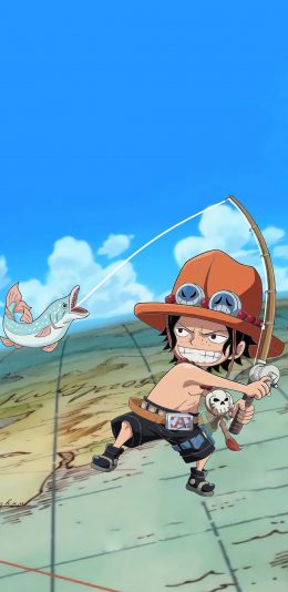 [2436x1125]日漫 海贼王 火拳艾斯 苹果手机动漫壁纸图片