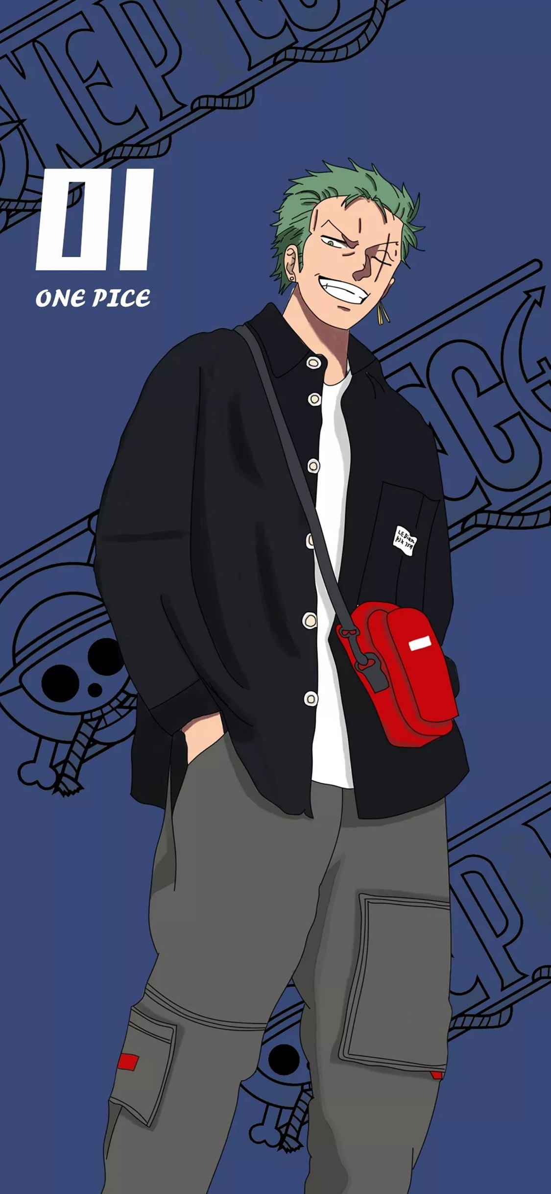 [2436×1125]日漫 海贼王 索隆 绿藻头 one pice 苹果手机动漫壁纸图片