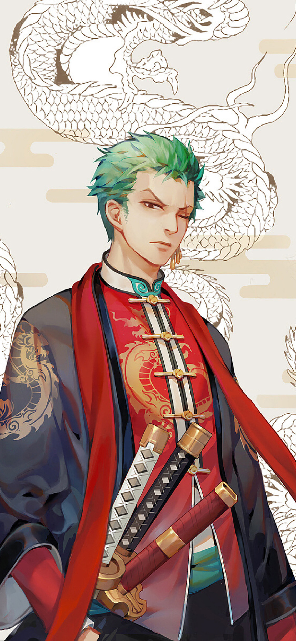 [2436×1125]日漫 海贼王 绿藻头 索隆（取自微博：毒药无形） 苹果手机动漫壁纸图片