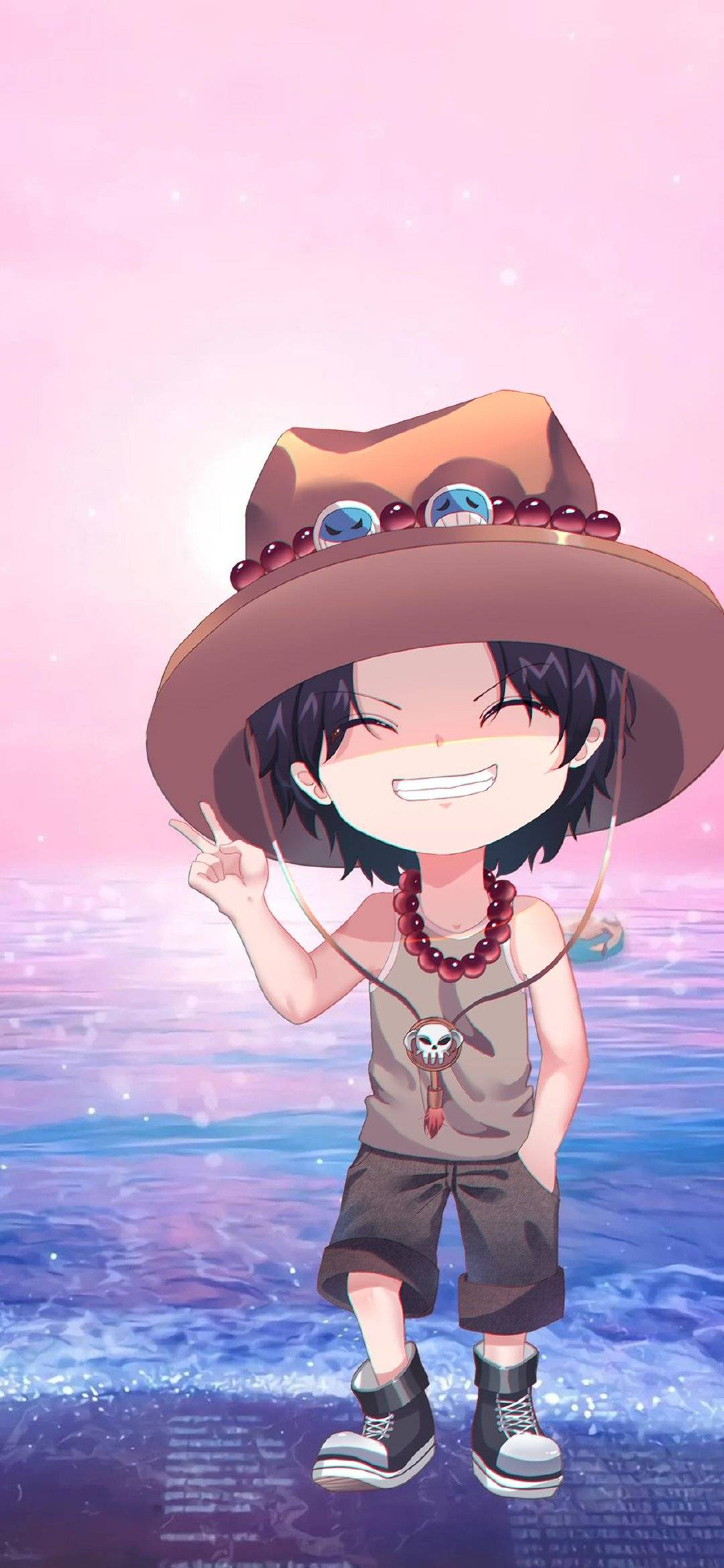 [2436×1125]日漫 海贼王 艾斯 路飞哥哥 苹果手机动漫壁纸图片