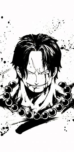 [2436x1125]日漫 海贼王 艾斯 路飞哥哥 黑白 苹果手机动漫壁纸图片