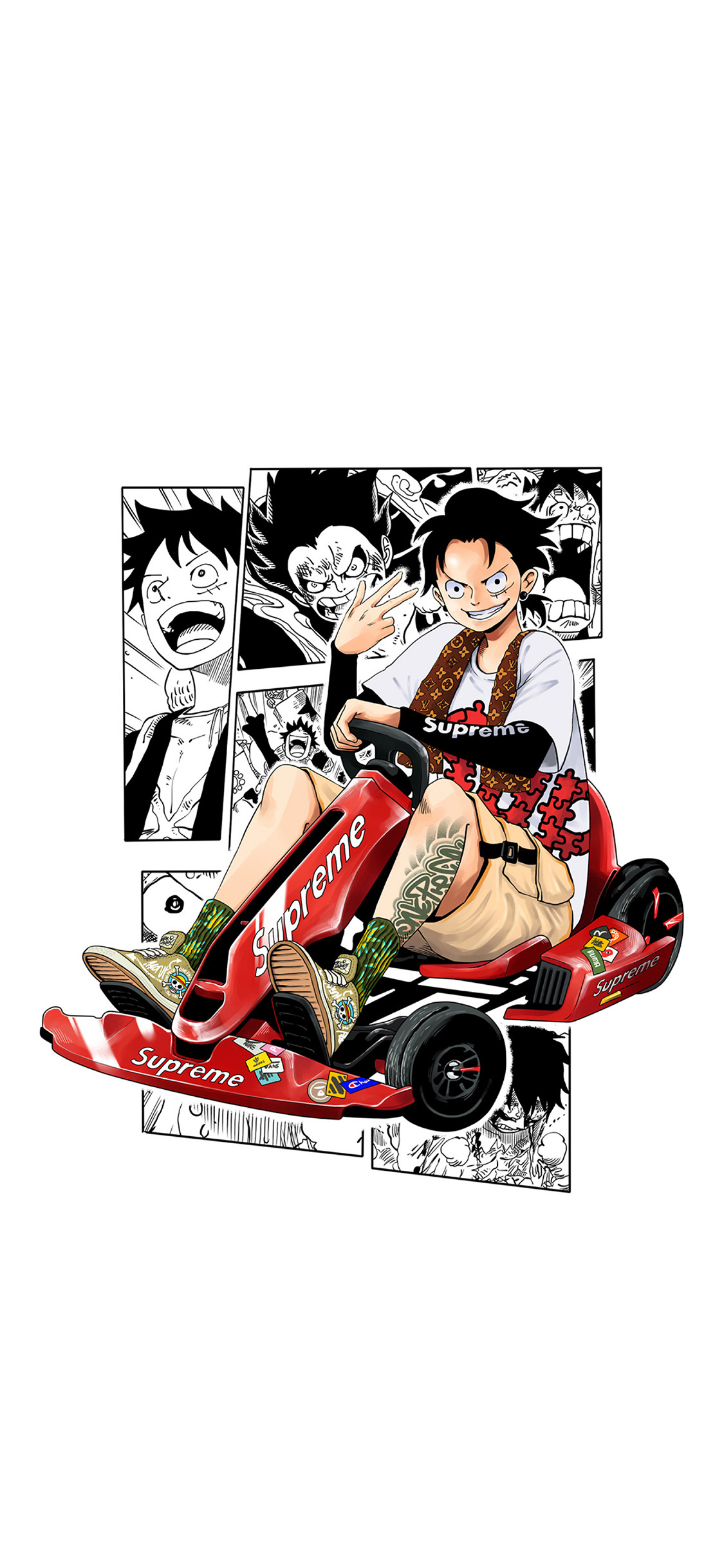 [2436×1125]日漫 海贼王 草帽 路飞 作者：light是光华 苹果手机动漫壁纸图片