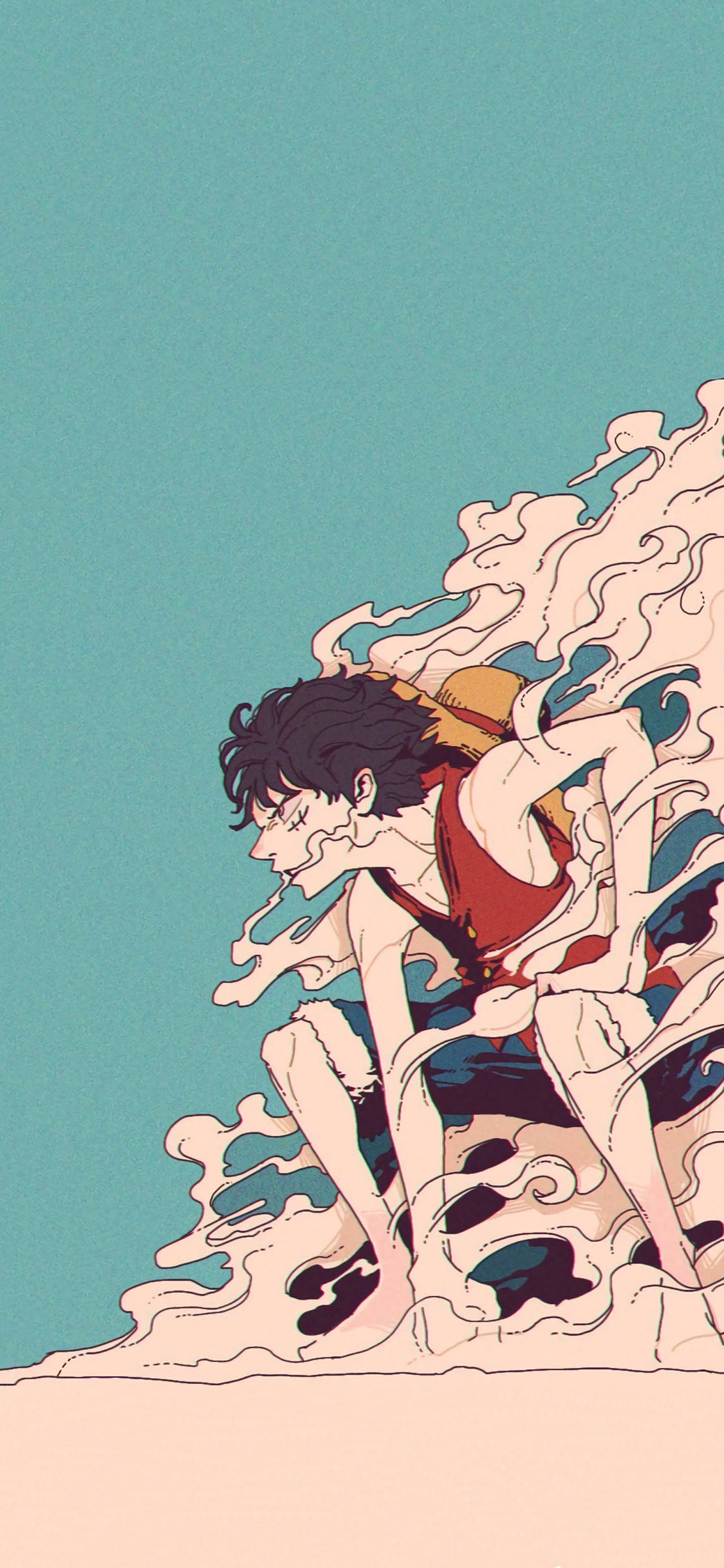 [2436×1125]日漫 海贼王 路飞 妖魔世界 苹果手机动漫壁纸图片