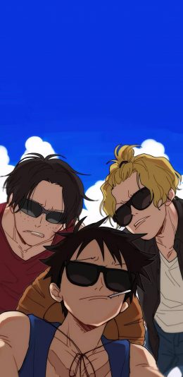 [2436x1125]日漫 海贼王 路飞 艾斯 苹果手机动漫壁纸图片