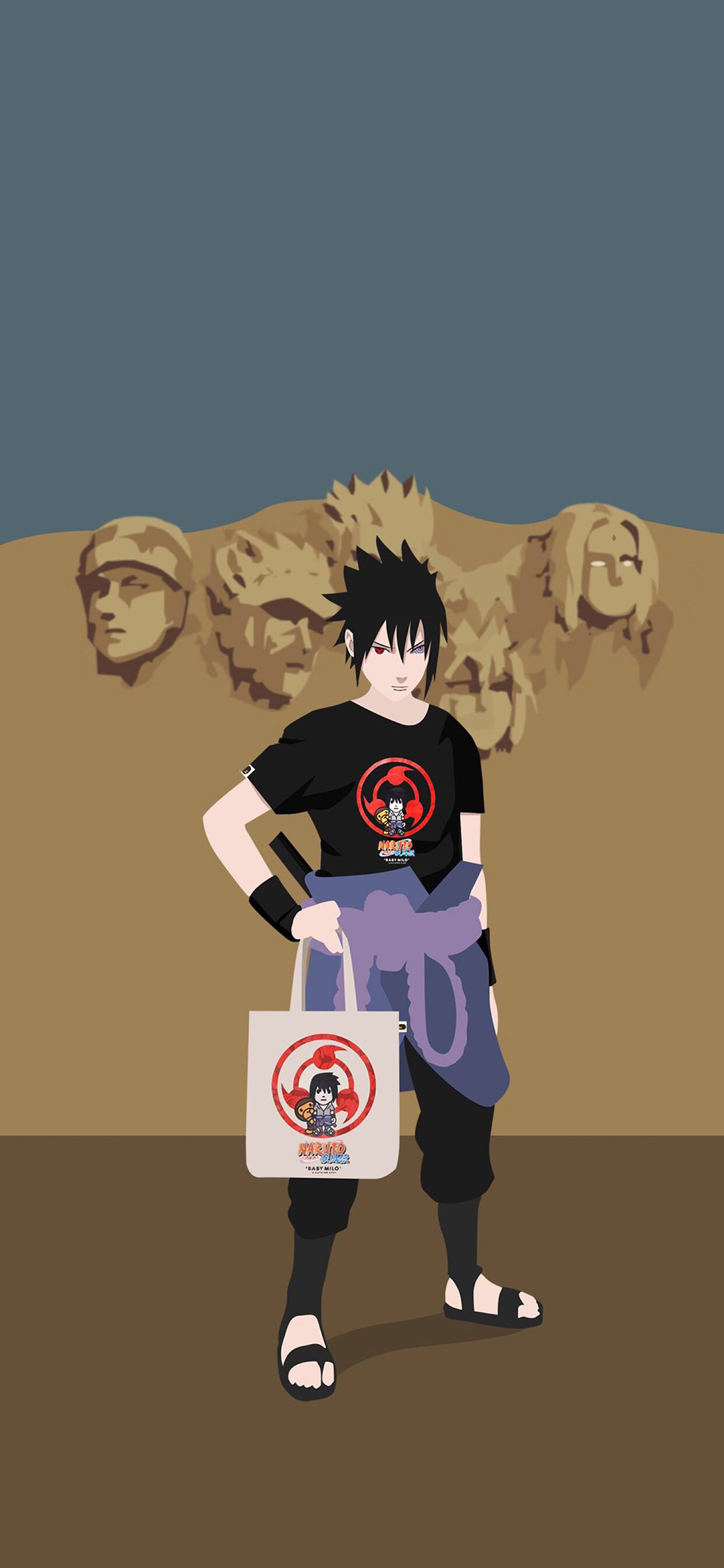 [2436×1125]日漫 火影忍者 佐助 瞳孔 苹果手机动漫壁纸图片