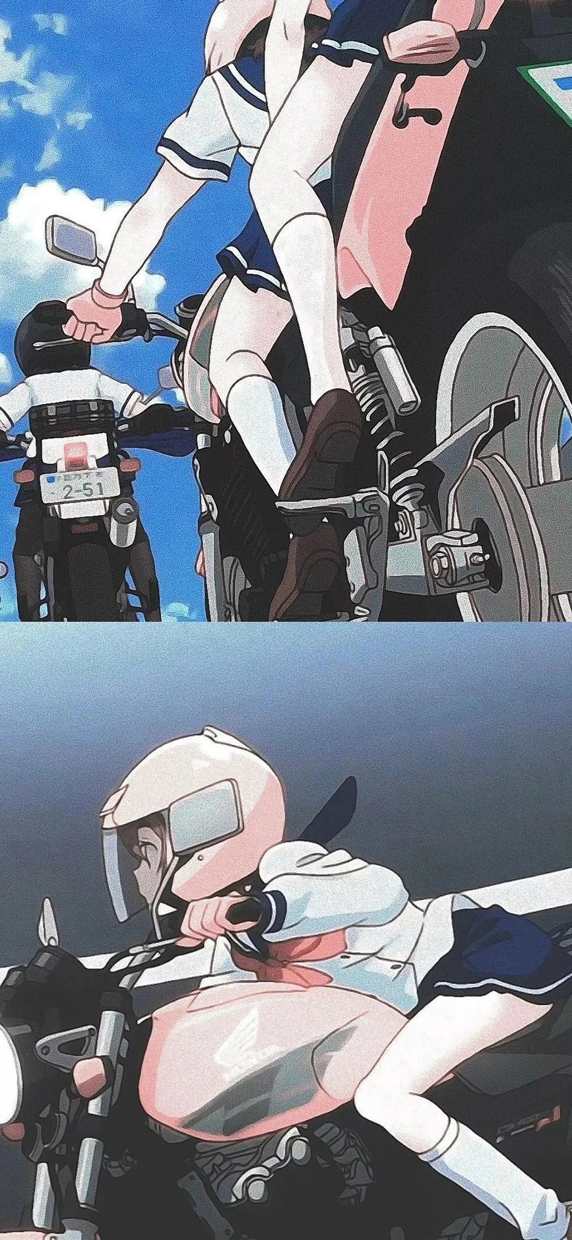 [2436×1125]日漫 爆音少女 机车 二次元 苹果手机动漫壁纸图片