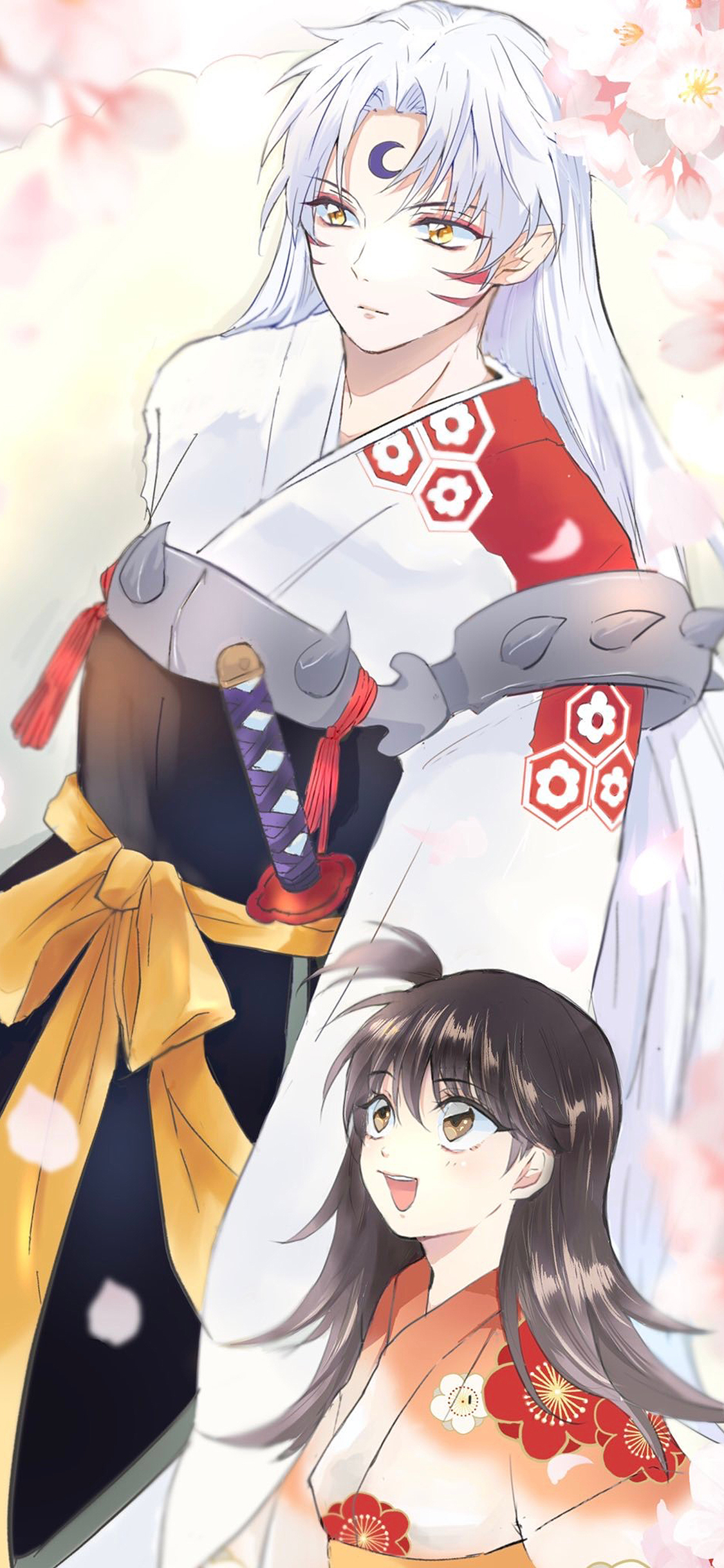 [2436×1125]日漫 犬夜叉 杀生丸 阿玲 苹果手机动漫壁纸图片