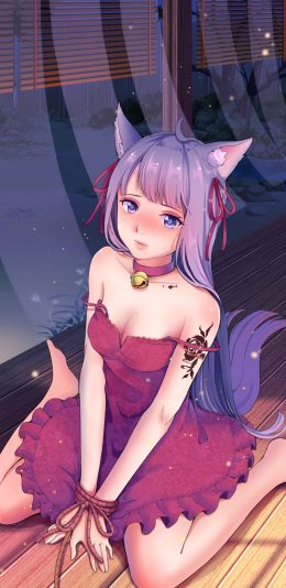 [2436x1125]日漫 狐妖 二次元 少女 苹果手机动漫壁纸图片