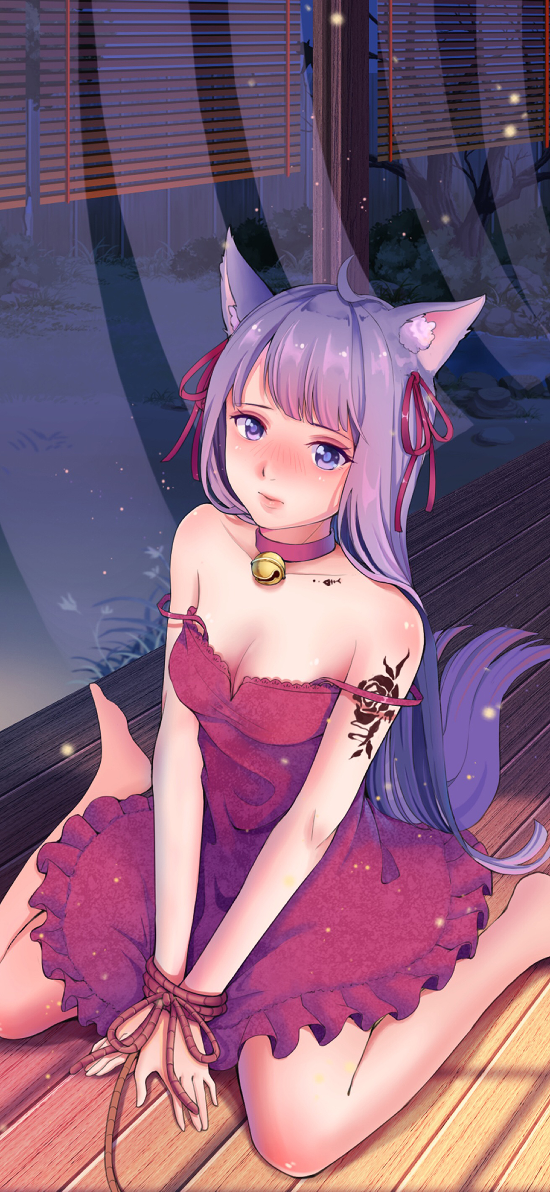 [2436×1125]日漫 狐妖 二次元 少女 苹果手机动漫壁纸图片