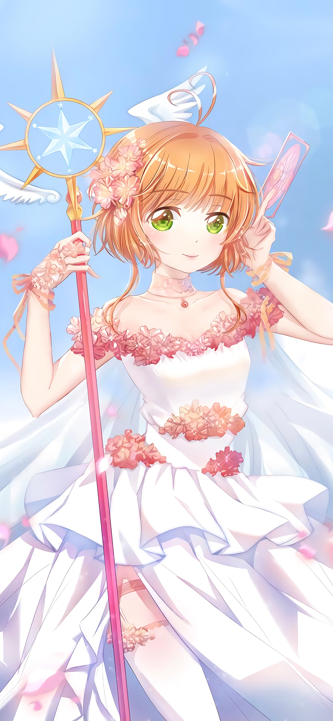 [2436×1125]日漫 百变小樱 权杖 苹果手机动漫壁纸图片