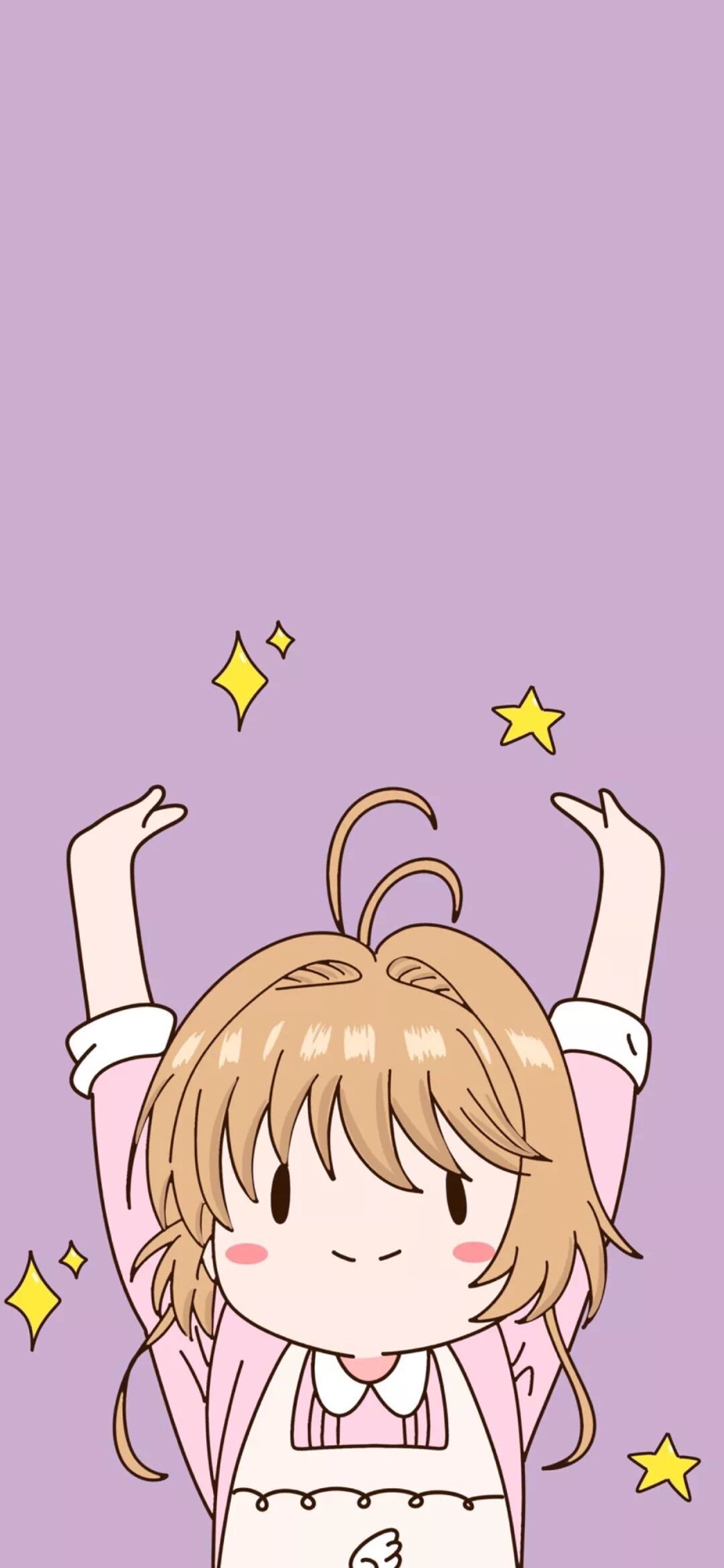 [2436×1125]日漫 百变小樱魔术卡 Q版 苹果手机动漫壁纸图片