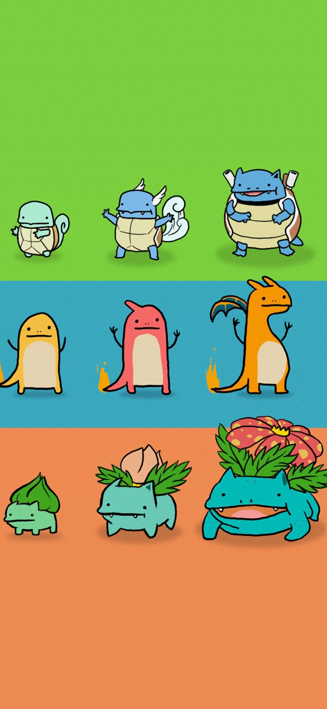 [2436×1125]日漫 神奇宝贝 杰尼龟 妙蛙花 苹果手机动漫壁纸图片