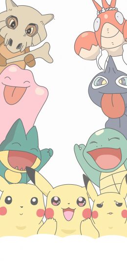[2436x1125]日漫 精灵宝可梦 皮卡丘 杰尼龟（取自微博：寄喜饼给你喔） 苹果手机动漫壁纸图片