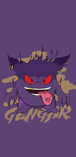 [2436x1125]日漫 精灵宝可梦 耿鬼 紫色 苹果手机动漫壁纸图片