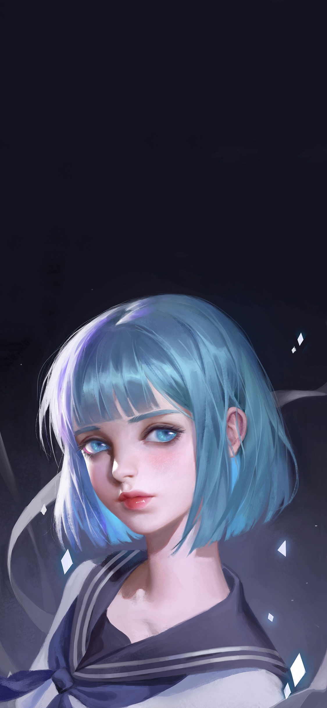 [2436×1125]日漫 美少女 二次元 插画 水手服 苹果手机动漫壁纸图片