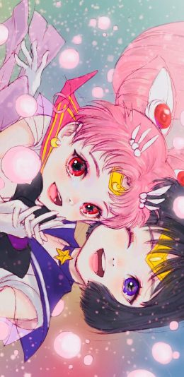 [2436x1125]日漫 美少女战士 小小兔 粉色 苹果手机动漫壁纸图片