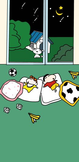 [2436x1125]日漫 蜡笔小新 小葵 睡觉（取自微博：快乐星球在逃居民） 苹果手机动漫壁纸图片