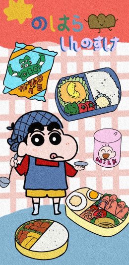 [2436x1125]日漫 蜡笔小新 新之助 便当 苹果手机动漫壁纸图片
