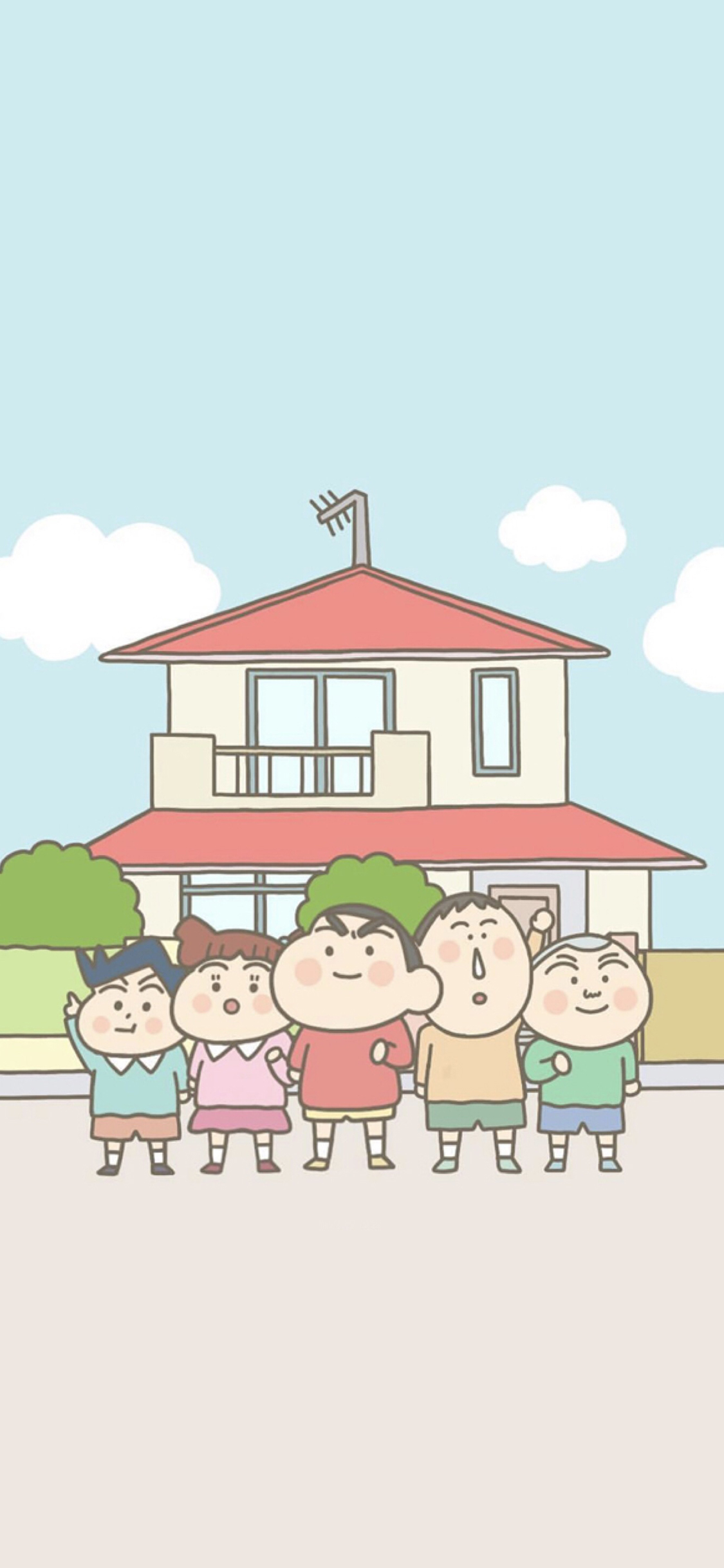 [2436×1125]日漫 蜡笔小新 新之助 同学 苹果手机动漫壁纸图片