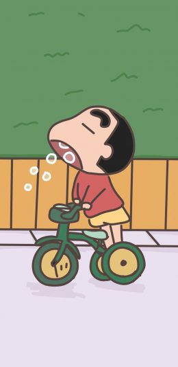 [2436x1125]日漫 蜡笔小新 新之助 吐泡泡 苹果手机动漫壁纸图片