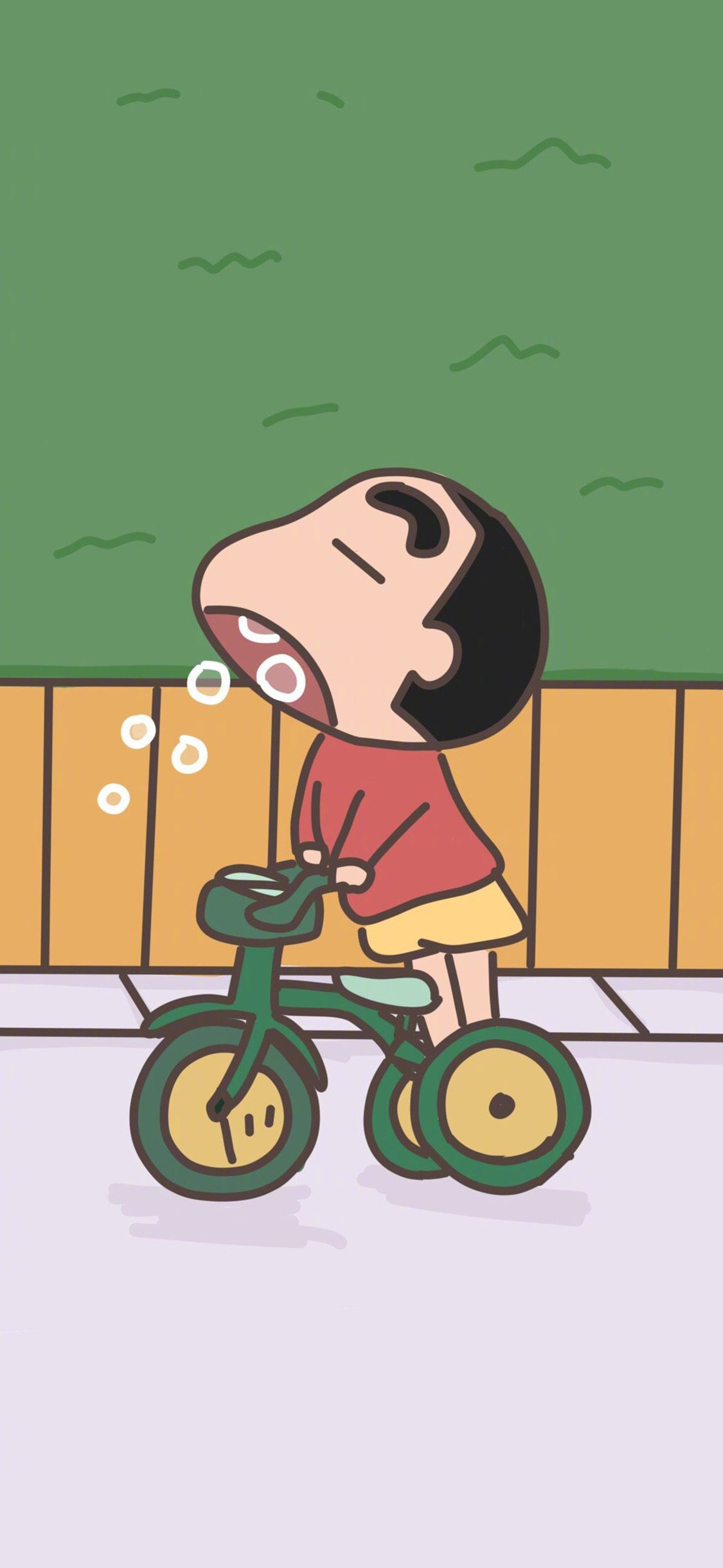 [2436×1125]日漫 蜡笔小新 新之助 吐泡泡 苹果手机动漫壁纸图片