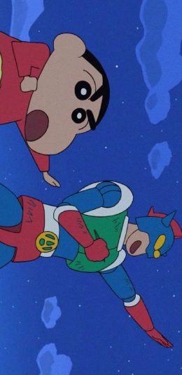 [2436x1125]日漫 蜡笔小新 新之助 咸蛋超人 苹果手机动漫壁纸图片