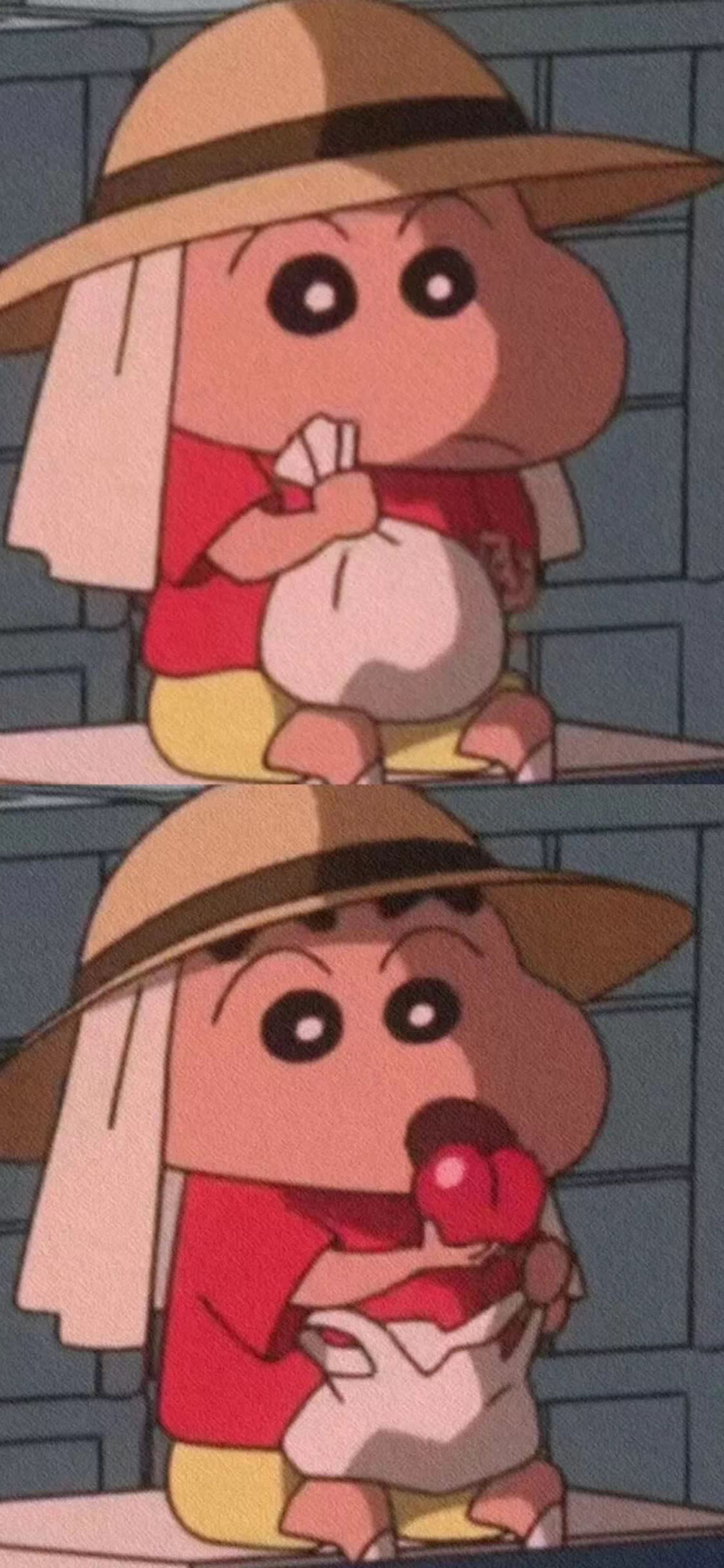 [2436×1125]日漫 蜡笔小新 爱心 可爱 苹果手机动漫壁纸图片