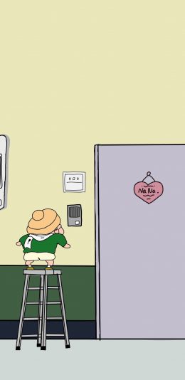 [2436x1125]日漫 蜡笔小新 背影 新之助（取自微博：罪恶女兔） 苹果手机动漫壁纸图片