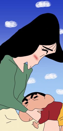 [2436x1125]日漫 蜡笔小新 藤野 新之助（取自微博：罪恶女兔） 苹果手机动漫壁纸图片