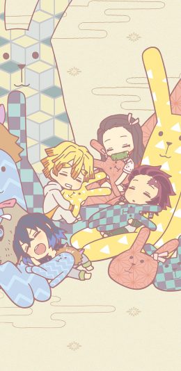 [2436x1125]日漫 鬼灭之刃 可爱 卡通 苹果手机动漫壁纸图片