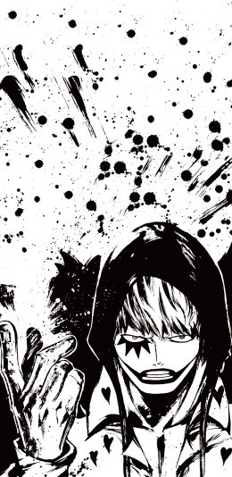 [2436x1125]日漫 黑贼王 柯拉松 黑白 苹果手机动漫壁纸图片