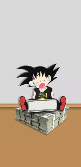 [2436x1125]日漫 龙珠 悟空 钞票 苹果手机动漫壁纸图片