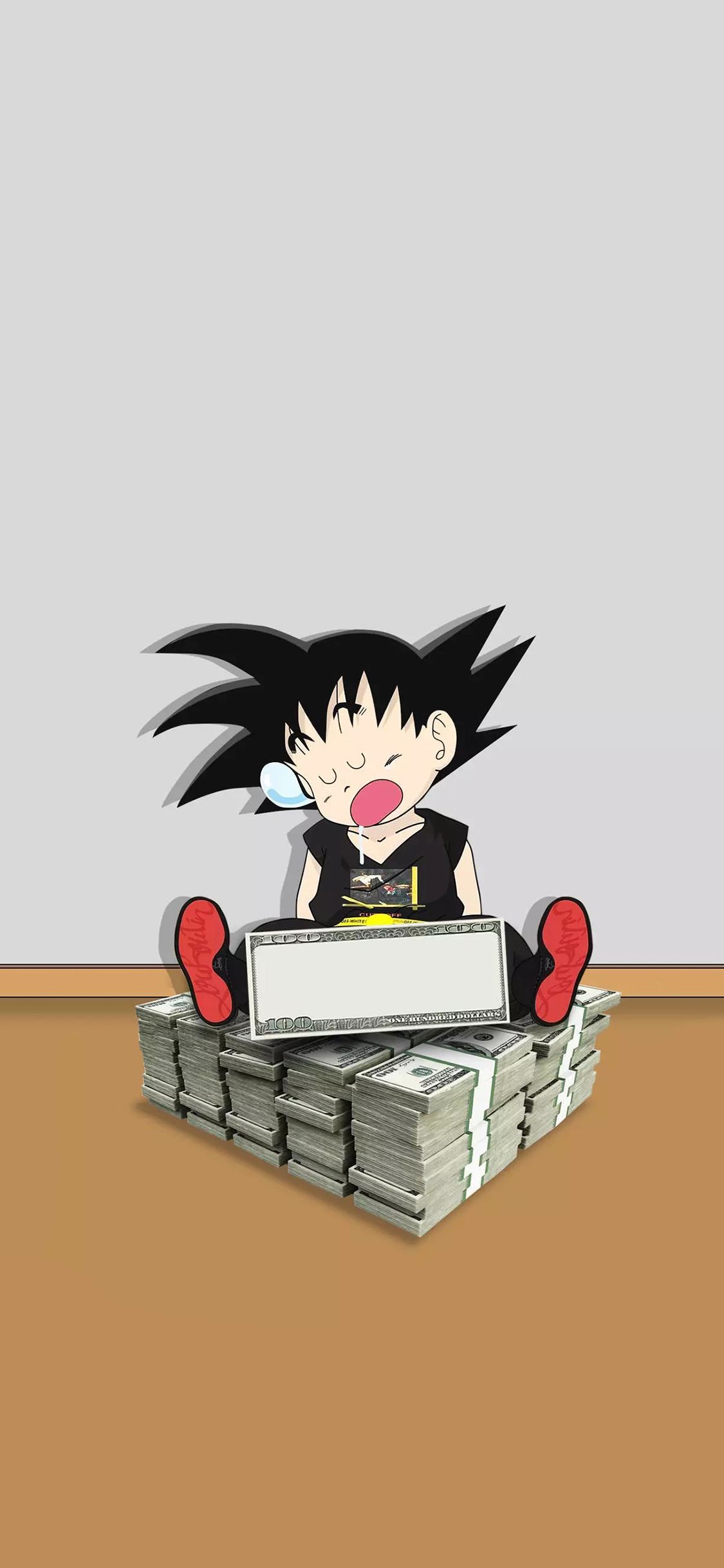 [2436×1125]日漫 龙珠 悟空 钞票 苹果手机动漫壁纸图片