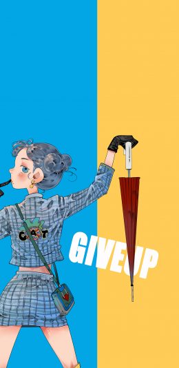 [2436x1125]日系 二次元 少女 GIVEUP 苹果手机动漫壁纸图片