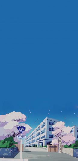 [2436x1125]日系 动漫 场景 学校 苹果手机动漫壁纸图片