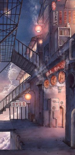 [2436x1125]日系 动漫 场景 店铺 苹果手机动漫壁纸图片