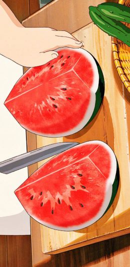 [2436x1125]日系 动漫 场景 西瓜 夏日 苹果手机动漫壁纸图片