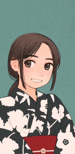 [2436x1125]日系 动漫 少女 和服 苹果手机动漫壁纸图片